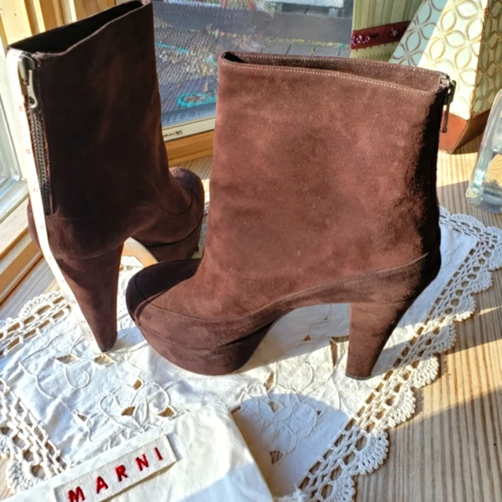 Marni HL Ankle Suede Leather Boots Style:#STMS616G12 EURO 40 US 9-9.5 - Picture 5 of 13